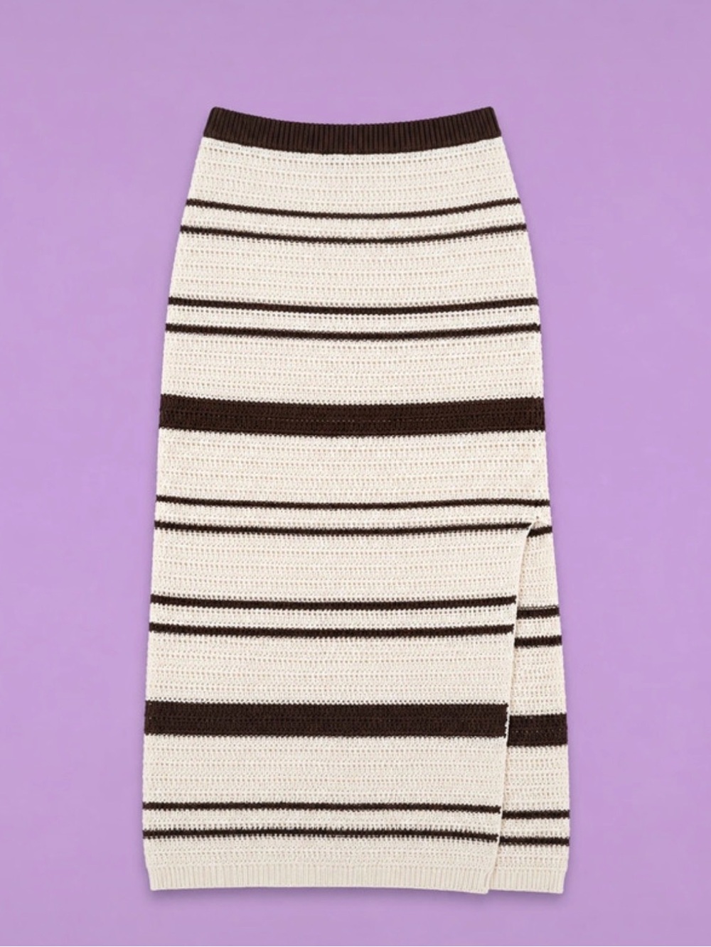 Windsor Cream and Black Striped Knit Midi Skirt